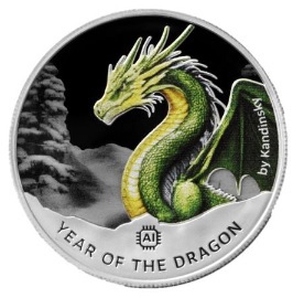 В продаже появилась монета с драконом от нейросети Kandinsky