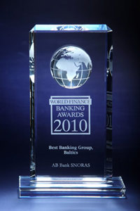 ИНВЕСТБАНК поздравляет AB Bank SNORAS со званием “Best Banking Group, Baltics 2010” по версии “World Finance”