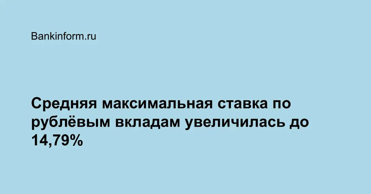 Средняя максимальная ставка по рублёвым вкладам увеличилась до 14,79%